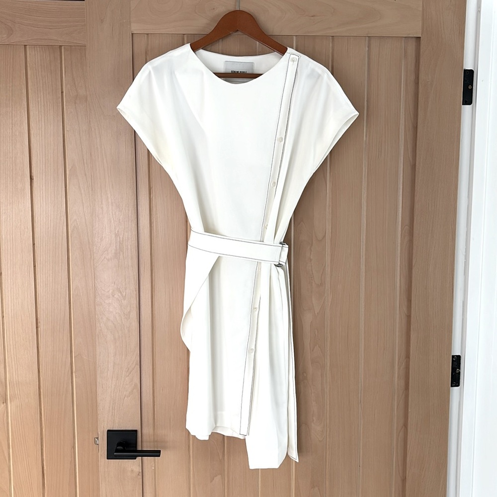 Genuine People White Belted Wrap Mini Dress Size M